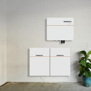 Dura5 home battery and Dura-i inverter in situ on a wall