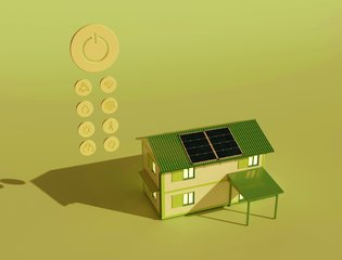 Illustration of solar panels on a roof abstract