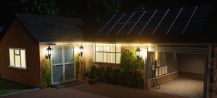 House at night with Duracell Energy ecosystem; Dura-i, Dura5, DuraCharger