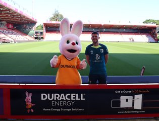 Ryan Christie AFC Bournemouth with the Duracell Bunny