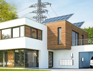 House with home battery storage and EV capability