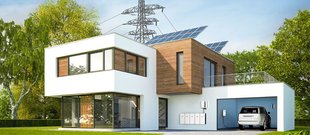 House with home battery storage and EV capability